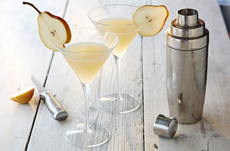 This pear and elderflower martini is an aromatic medley of pear, elderflower and lemon