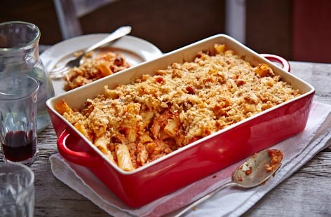 Turn last night's dinner into a brand new meal with this leftover pork, tomato and rosemary rigatoni pasta bake. Generous helpings of parmesan and cheddar ensure this super comforting recipe is one the whole family will enjoy.