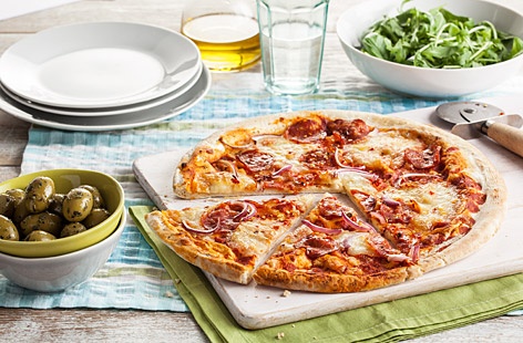 Try this tasty pizza served with spicy pepperoni, fresh mozzarella and chilli
