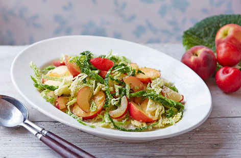 Bursting full of brightly coloured stone fruits and punchy ginger, you'll love this light and vibrant fruit slaw