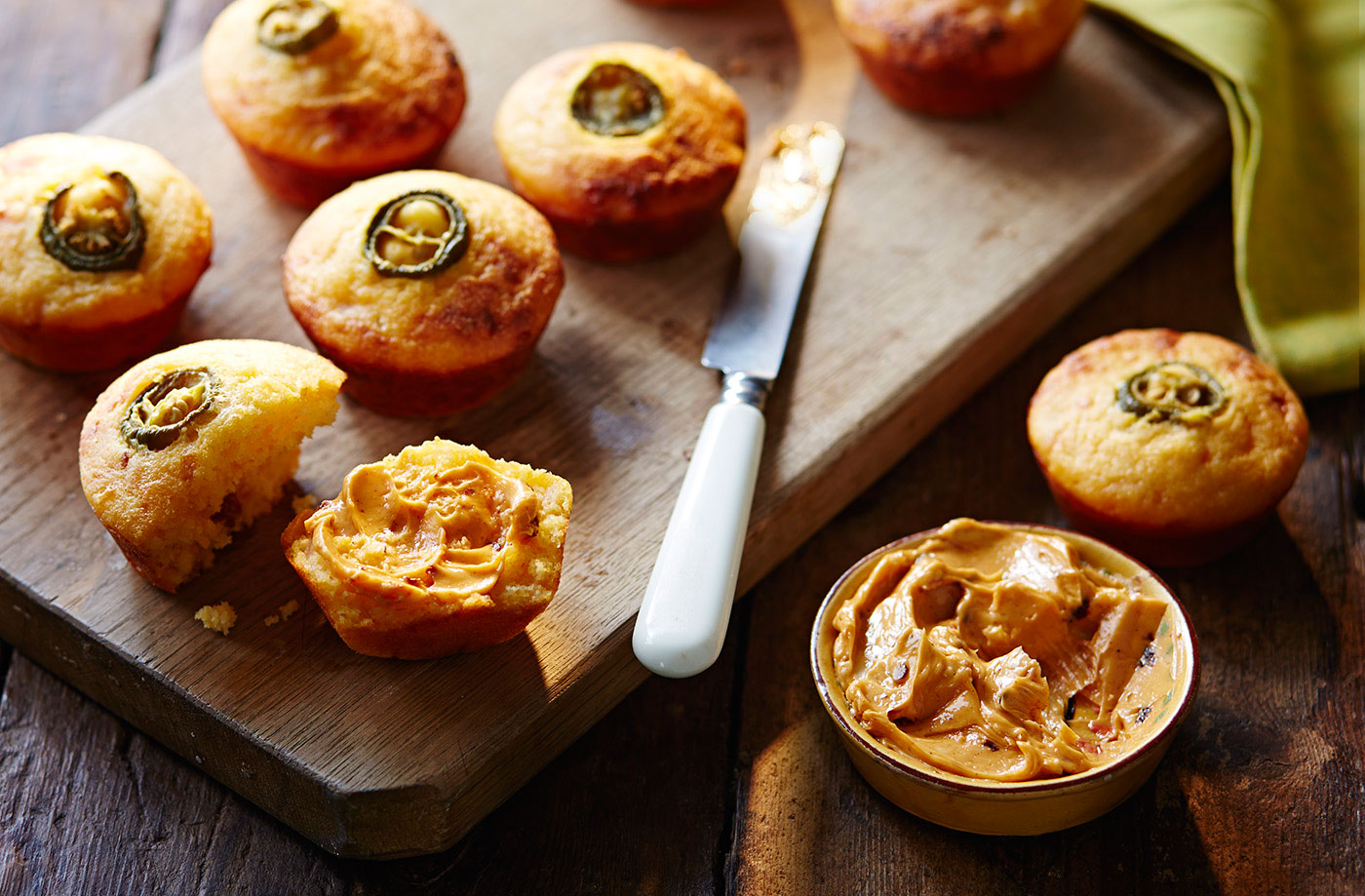 Chorizo, jalapeño and cornbread muffins with chipotle butter recipe