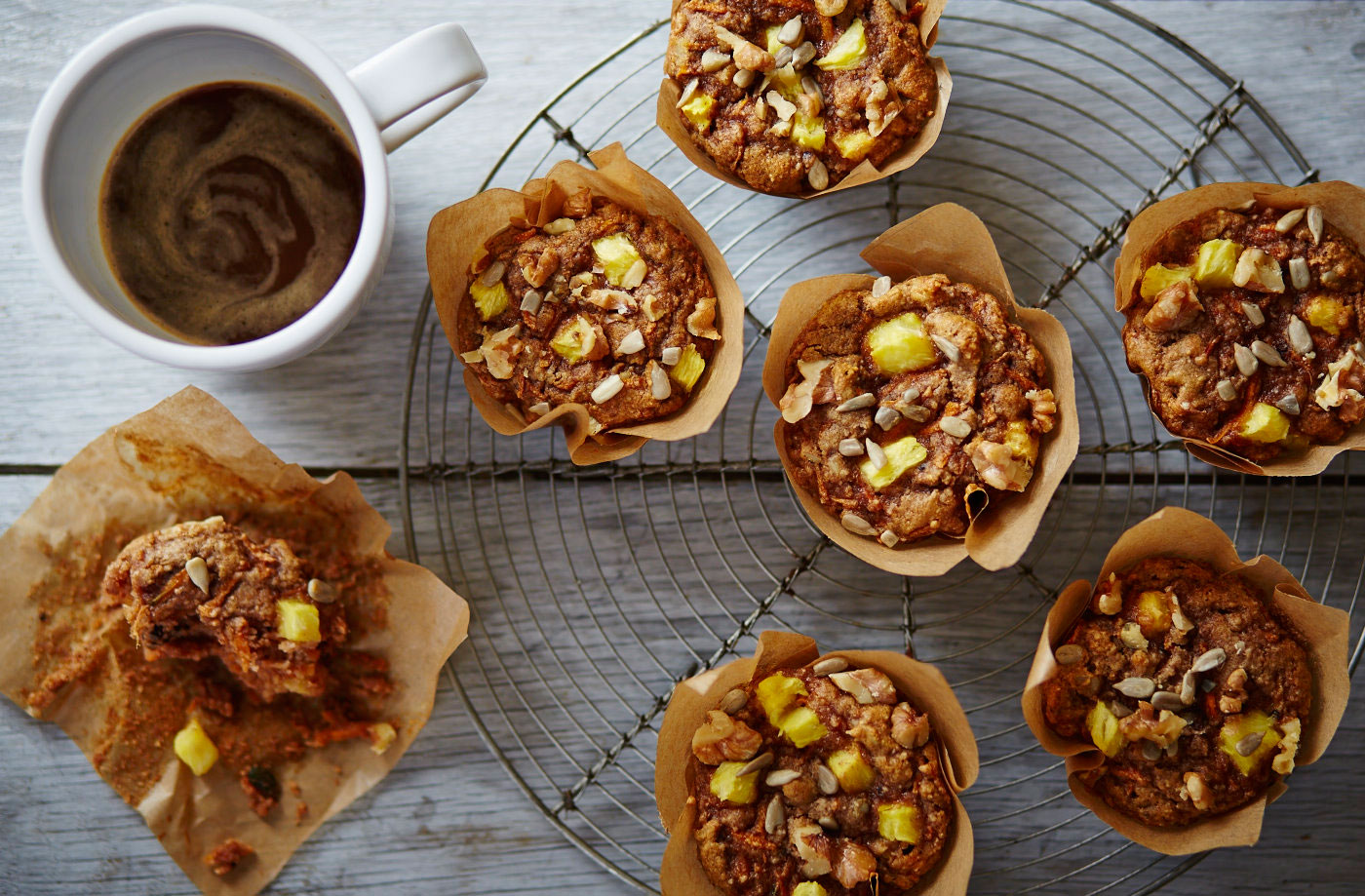 Dairy and egg-free carrot and pineapple muffins recipe