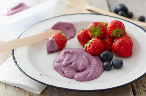 This colourful blueberry dip makes a great snack or dessert for kids. What could be better than some fresh strawberries dunked in a fruity dip as a sweet treat