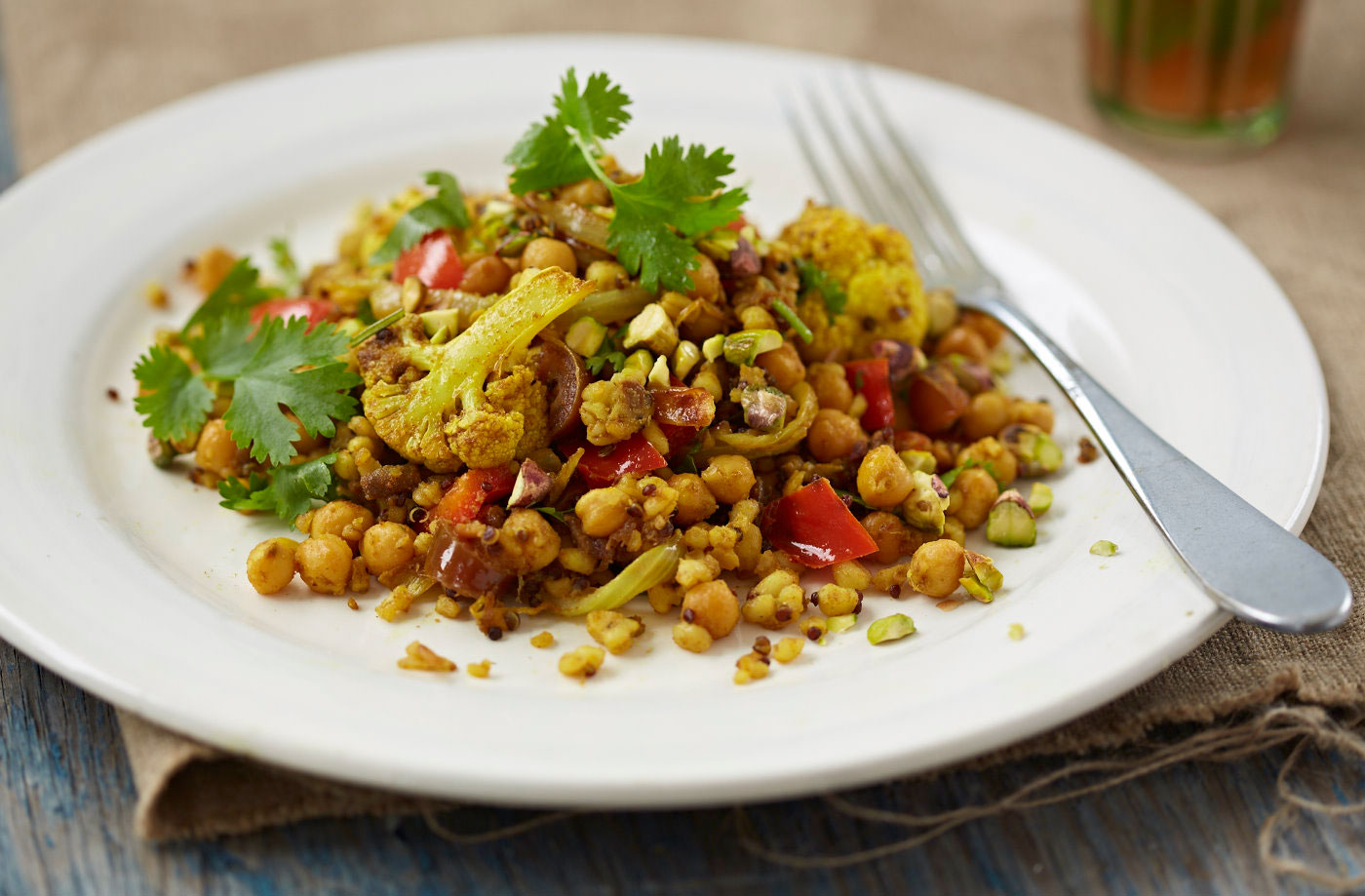 Chickpea, date and pistachio pilaf recipe