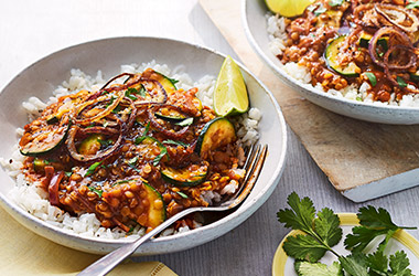 Cheat's courgette dhal
