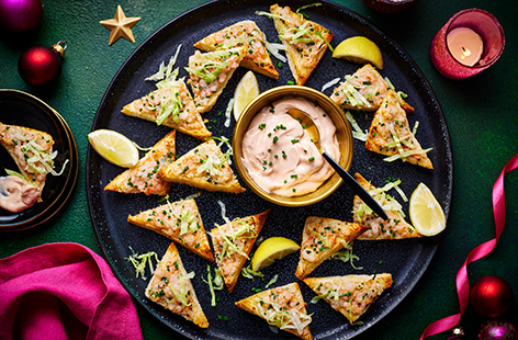 Combining two classics – Chinese-inspired prawn toast and retro-style prawn cocktail – these bite-sized canapés bring comfort and joy in equal measure. Better still, they take just 10 minutes to prepare and 10 minutes to cook in the air-fryer, while you can dial up the spice for extra heat. 