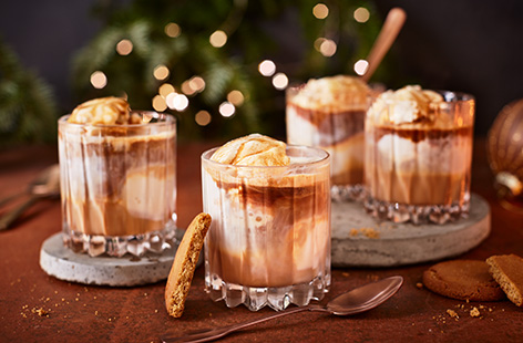 Make this gingerbread affogato recipe for a Christmas treat ready in five minutes. Combine spiced gingerbread latte liqueur and smooth vanilla ice cream, then pour over hot espresso for a festive twist on an Italian classic.