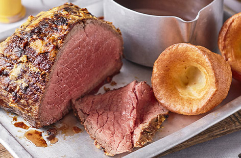 Make light work of this easy roast beef for two, served with horseradish mash and seasonal greens