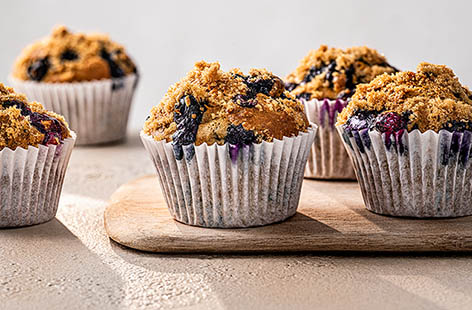 Bursting with anti-oxidant-packed blueberries, this light and moist bake is a healthier alternative to a traditional blueberry muffin and perfect for a lunchbox or snack.
