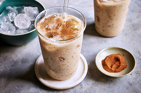 If you like camomile tea, why not wind down with a delicious camomile smoothie? With chia seeds, banana and oats, this refreshing, plant-based drink provides a useful hit of fibre. Prepped in 15 minutes, which includes steeping the chia seeds for 10 minutes, it's perfect for when you fancy something cooling yet comforting.