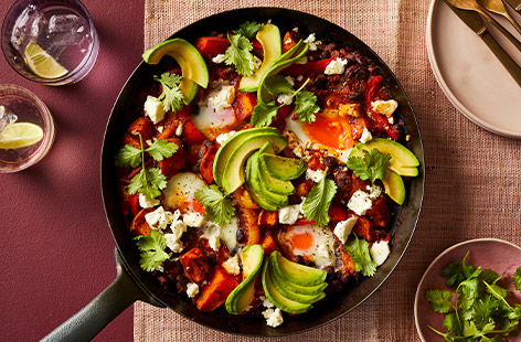 Put leftover potatoes and beans to good use with this Mexican-inspired baked eggs recipe. Packed with flavour, it makes a healthy, vibrant brunch or lunch.