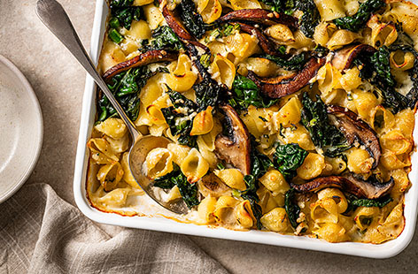 Cavolo nero is sweeter and more tender than kale, making it the perfect addition to this hearty pasta bake