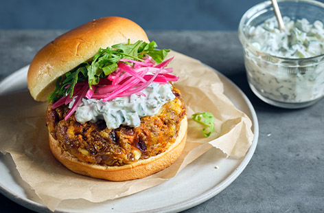 Made with simple ingredients, this flavour packed carrot and feta burger holds its shape really well. Healthy burgers never tasted so good!