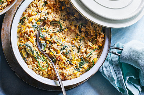 This family-approved dinner is cooked in one pot for an easy weeknight dish. Charred corn is the hero veggie here, with lemon and garlic for lots of flavour!