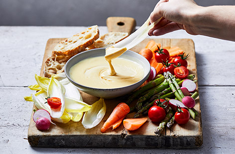 For a night in on the sofa or a party snack to share, this easy, creamy Cheddar dip is the ultimate indulgent comfort food. Get a selection of crunchy veg and bread and get dipping!