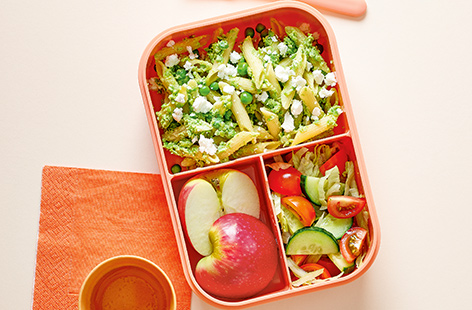 Fill your kids' lunchboxes with this bright and vibrant pasta salad – perfect for a healthy lunch option at school
