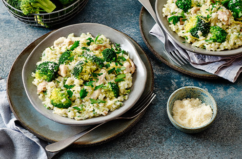 A good risotto is such a deliciously comforting meal, midweek or weekend, and this creamy chicken recipe is no exception. We've added broccoli for texture and vibrancy – it's one to have up your sleeve for risotto cravings!