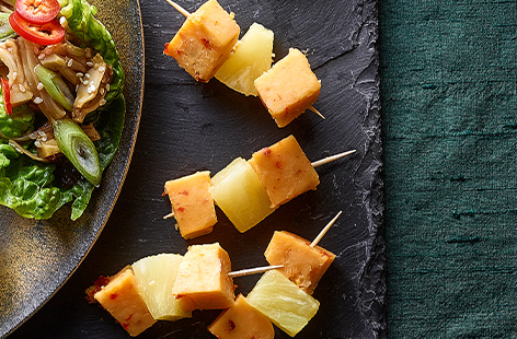 Get your Christmas day off to a sweet and spicy start with these chilli cheese and pineapple skewers