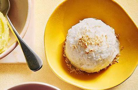 This creamy coconut sorbet is a refreshing frozen dessert to satisfy your sweet tooth and perfect for coconut lovers! Made with only 4 ingredients, it's a brilliant quick and easy summer dessert.