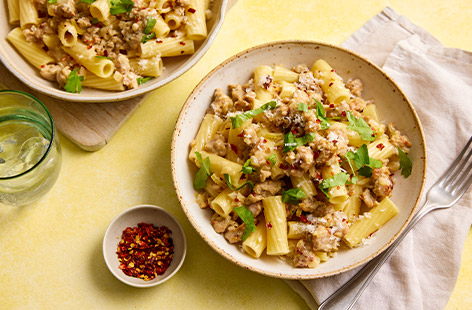 Get ready for a flavour-packed dinner with our creamy sausage ragu – It's a perfect go-to recipe for a cosy and delicious meal! Use up your leftovers with this spicy sausage tart.