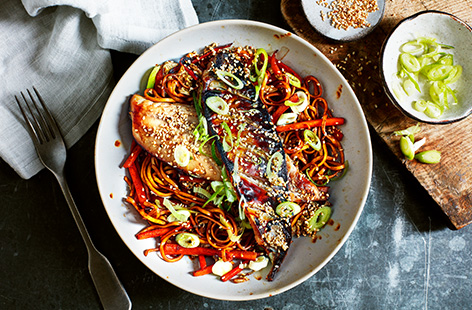 This umami-forward recipe for crispy miso mackerel and Chinese-style noodles feels like a treat but couldn't be easier to make.