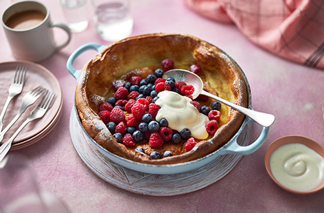 Like a sweet Yorkshire pudding, this impressive pancake is oven cooked, creating a bowl you can fill with any manner of delicious toppings