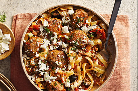 Classic meatballs and spaghetti with a twist. Make your own meatballs using lamb mince, herbs and breadcrumbs, then stir into tomato sauce with dill