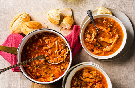 Tesco magazine reader, Lauren Arnold shares her favourite chunky soup recipe, which uses leftover turkey, chicken or whatever leftover meat you have in the fridge. It's delicious, affordable and a real winter warmer – you can even freeze portions for future meals.