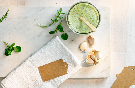 Green goddess dressing likely originated in the 1920s, created by a hotel chef in San Francisco. Famed for its vivid green hue and bold, bright flavours, it's been a favourite salad dressing ever since, inspiring many twists and variations. Our green goddess dressing is light, zingy and creamy: whizz it up in just 10 minutes and enjoy with a green goddess salad, as a dip or drizzle on roasted veg.