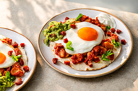 Typically served for brunch, this Mexican-inspired recipe is packed full of authentic flavours and makes a super filling start to the day