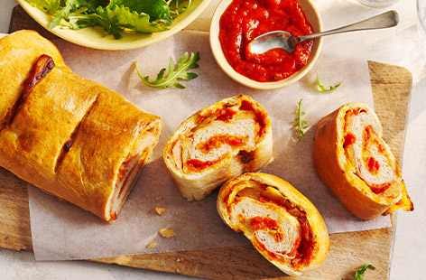 The age-old question: Does pineapple belong on pizza? We’re sure to convert some haters out there with our ham and pineapple pizza rolls.