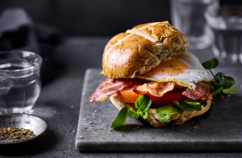 Give the Easter classic a new twist with this indulgent brunch idea, sweet and savoury come together to make the ideal breakfast stack