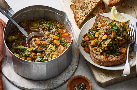 Cosy up on chilly winter evenings with this comforting lentil stew