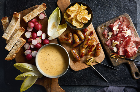 This meaty platter with cheesy fondue takes minutes
to prepare