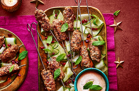 Inspired by the Indian street-food scene, these mini lamb kebabs are perfect for your Diwali celebrations. Serve with a minty yogurt sauce for dipping.