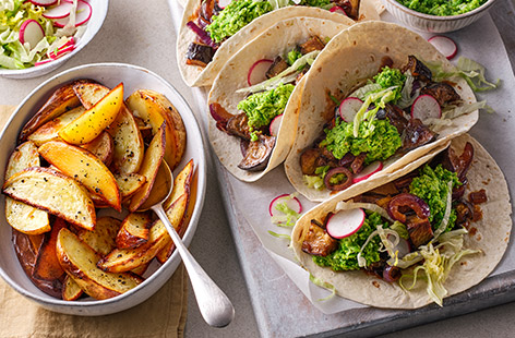 Here's an interesting twist on regular tacos, combining the unique umami-rich flavour of miso with honey, soy, lime and baked aubergine. Everyone will tuck in!