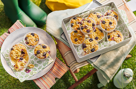 Great as a grab-and-go snack, these simple blueberry bircher muffins are ideal for any time of the day when you need a boost of energy