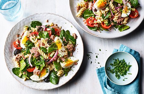 Take all the makings of this classic French salad and toss it with some fusilli pasta for an ideal addition to your midweek meal rotation