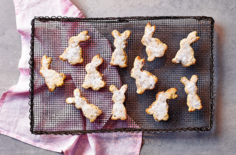 These fun Easter-themed bunny biscuits are a great spring twist on a classic oatmeal raisin cookie recipe. Buttery orange shortbread is studded with juicy raisins - perfect to bake with kids over the Easter holidays.