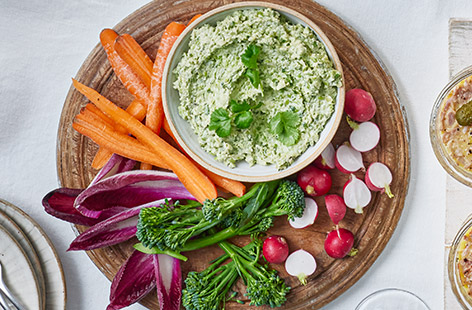 Broad beans and peas are whizzed together with cream cheese, lime and coriander to make this vibrant green dip that’s perfect for spring