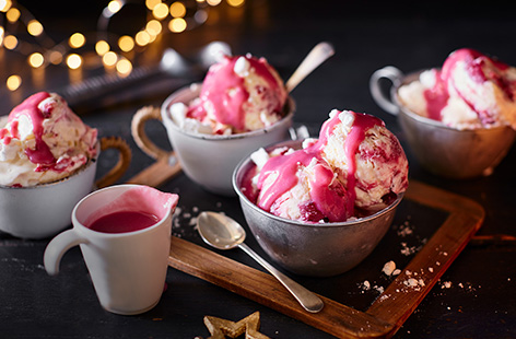 Channel the flavours of a Christmas pavlova into a simple festive dessert with this cranberry pavlova ice cream recipe