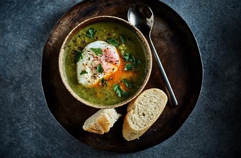 Take your soup game from simple to superb with this pea and ham soup, filled with clever flavour boosts and next-level toppings