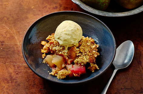 The classic crumble gets a makeover with this almond-infused, marzipany recipe