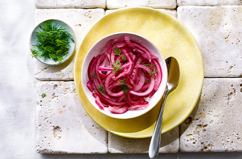Whip up your own pickled onions in just 20 minutes with our speedy recipe. These taste great in a burger or with a kebab.