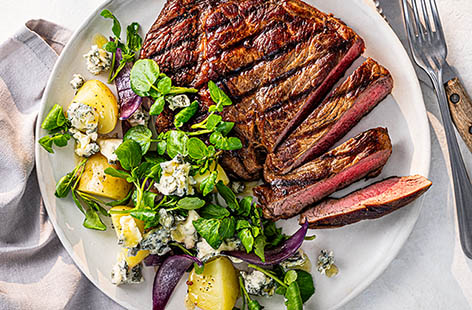 Saturday night dinner, sorted. Ribeye steak needs no introduction, but these new potatoes elevate it to another level. The honey and mustard give them a sweet, tangy twist, while stirring through Gorgonzola brings an extra bit of indulgence.