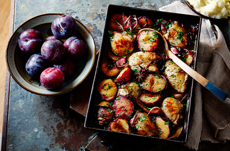 This elevated traybake makes the most of sweet roasted plums