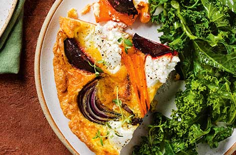 Garlic roasted veg and creamy ricotta give this delicious and healthy tortilla the edge.