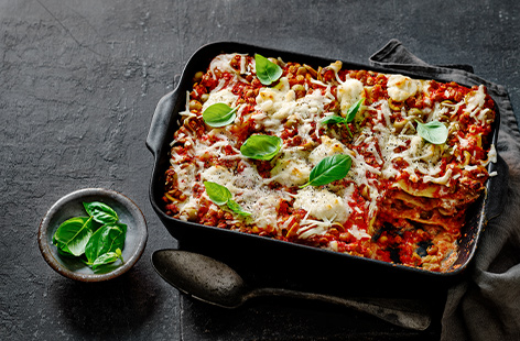 Comfort food gets a vegan twist with this roasted red pepper lasagne