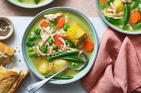 Brimming with veg and lean chicken, this wholesome soup provides 2 of your 5-a day, is low in saturated fat and high in protein. Filling enough for your evening meal, throw everything in the slow cooker for up to 6 hours and you'll have a comforting dinner to serve to the troops!
