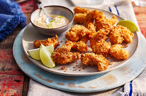Nothing says pub food quite like light and crispy scampi with a spicy mayo dip to kick the heat up a notch